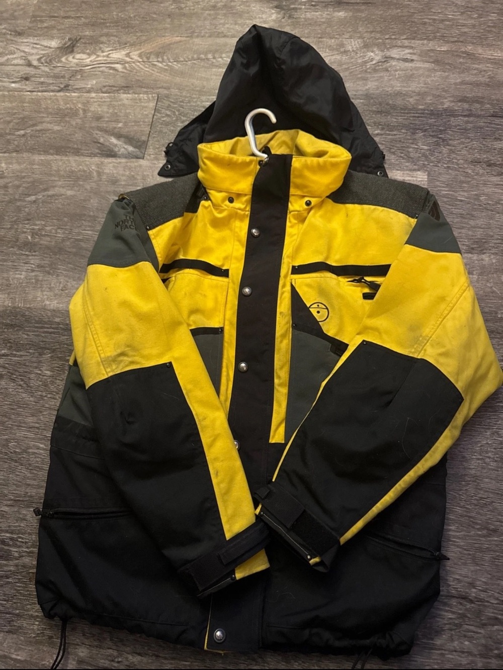 The North Face Yellow, Black Ski Jacket with Hood